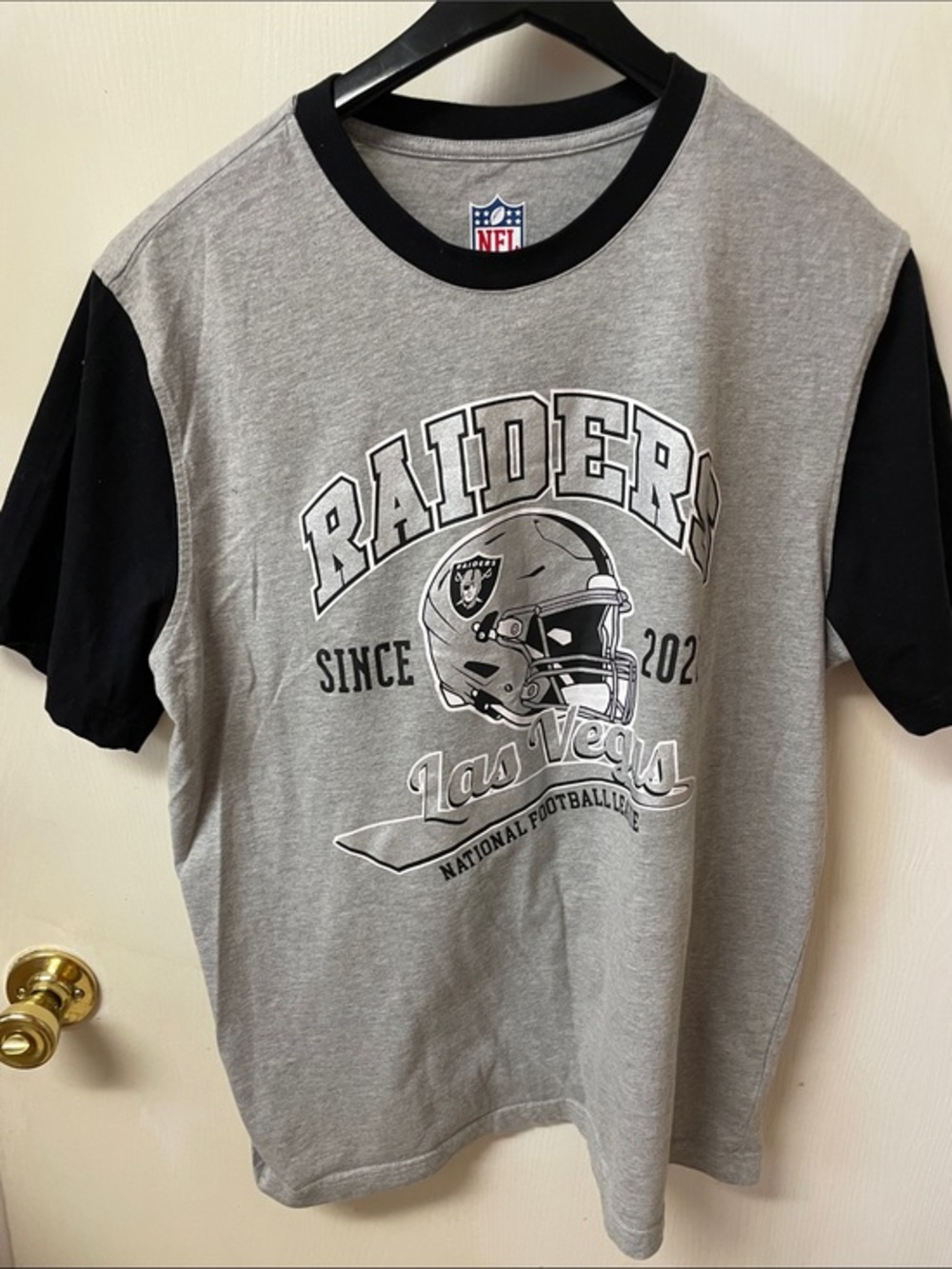 Las Vegas Raiders Grey and Black Short-Sleeve Crewneck Shirt